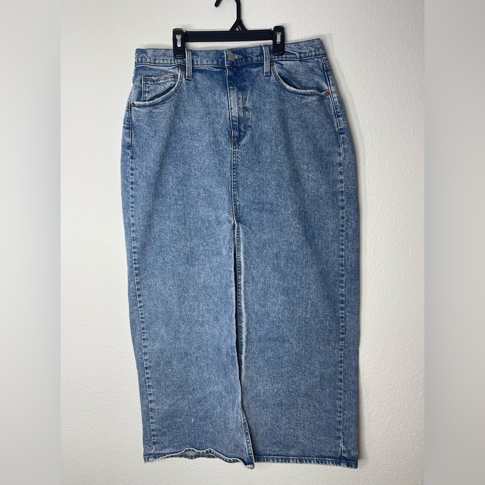 Universal Thread High Rise Denim Maxi Skirt Medium Wash Slit Western Size 14 - Picture 6 of 14